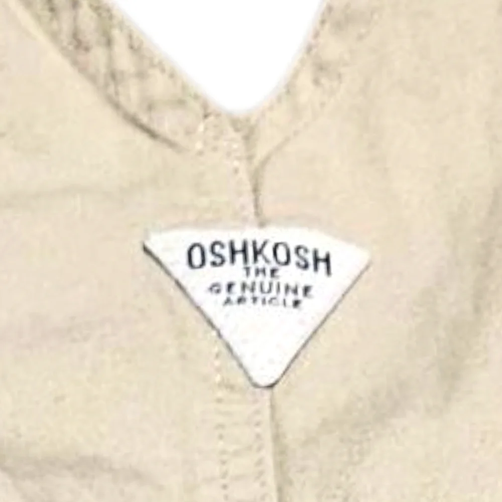 Vtg y2k OshKosh B’gosh Beige Overalls 12M Baby Boy OKB Patch Utility 100% Cotton